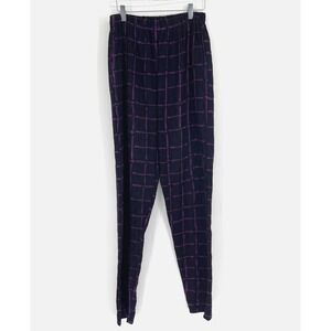 Nadya Pants Womens 2 Purple‎ Embroidered Checkered Boho Lightweight Relaxed